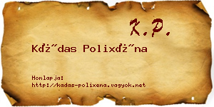 Kádas Polixéna névjegykártya